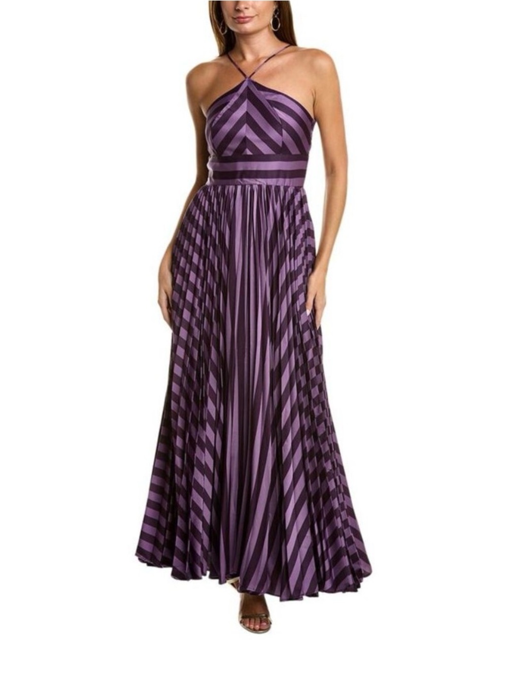 Hutch Purple Striped Halter Maxi Dress